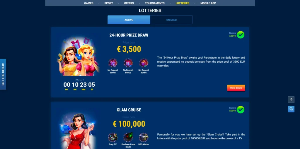 Lotteries at WG Casino.